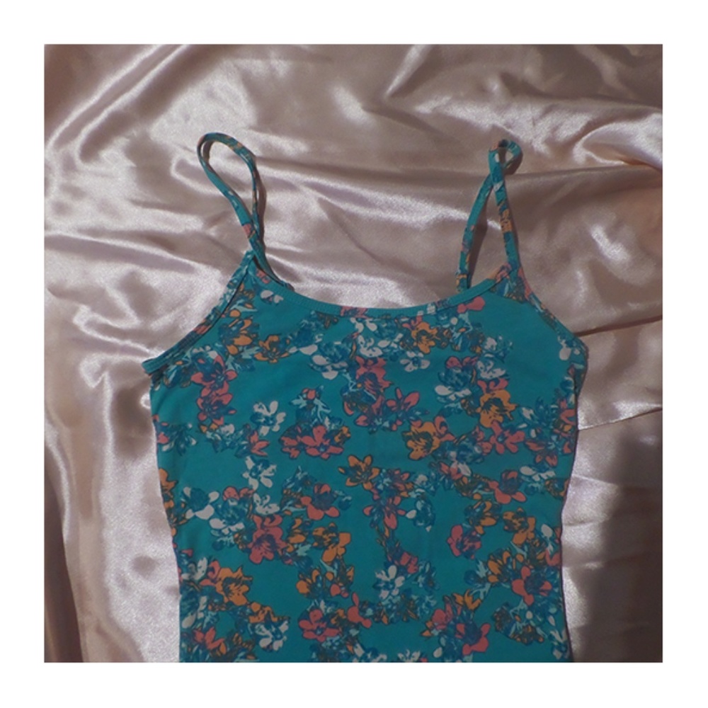 pacsun nollie green and orange floral tank top
